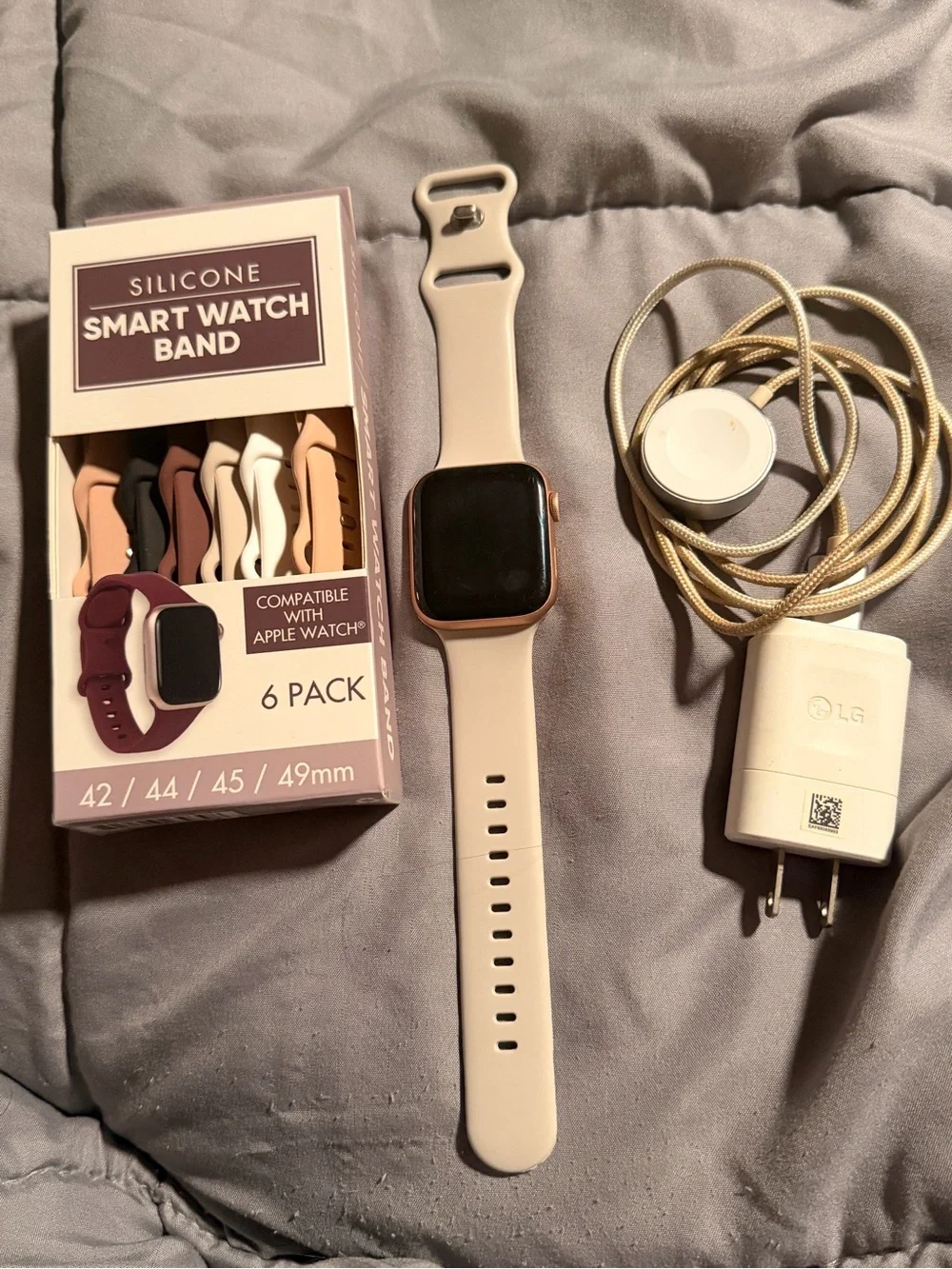 Silicone Smartwatch Band with Beige Apple Watch 44mm